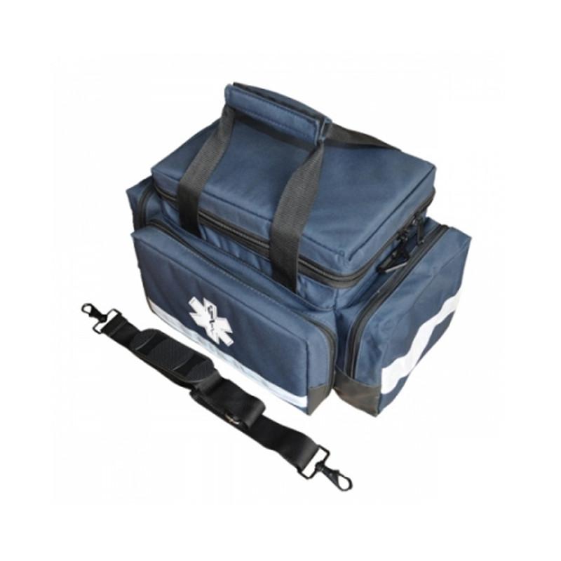 LINE2design First Aid EMS EMT Trauma Bag - Star of Life Logo Bag with Zippered Pockets, Reflective Trim & Shoulder Straps - LINE2EMS - Trauma Bags