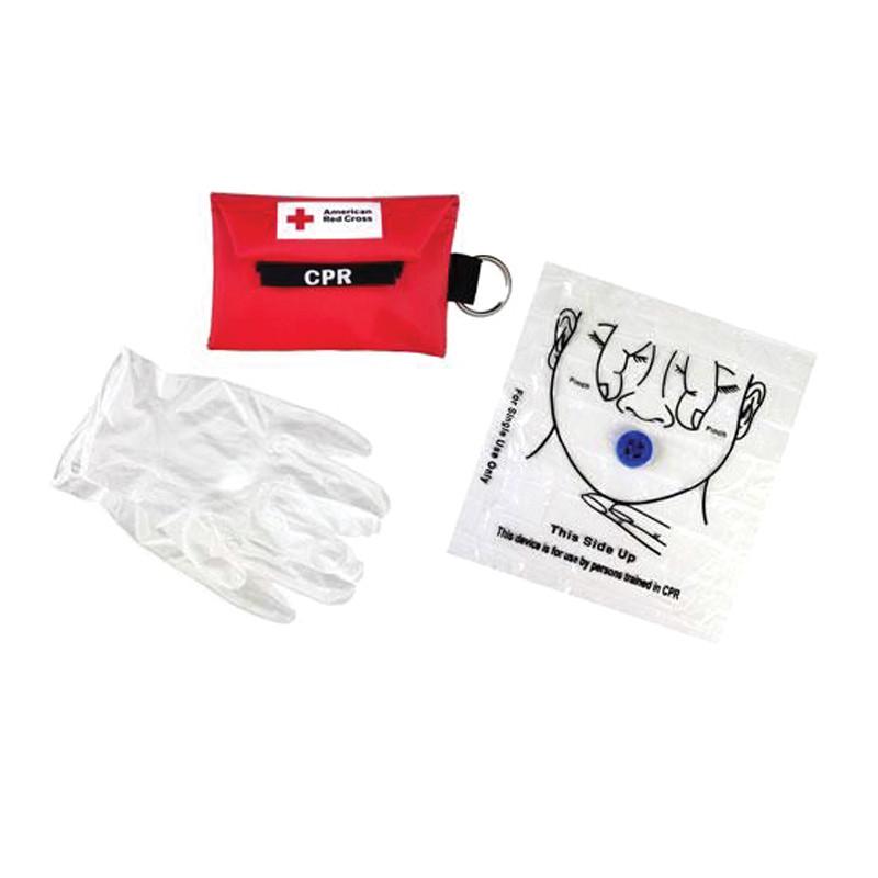 LINE2design Emergency Rescue CPR Face Shield Keychain Kit with Breathing Barrier & Vinyl Gloves - Red - LINE2EMS - CPR Keychains
