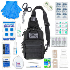 LINE2design Emergency Medical Sling MOLLE Backpack Kit, Stop Bleeding First Aid Kit-Black